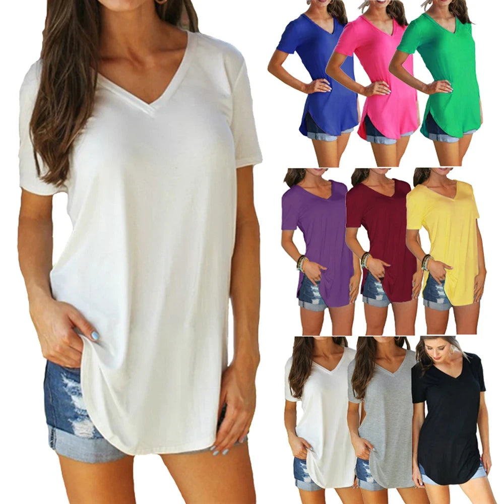 V-Neck Short Sleeve Blouse