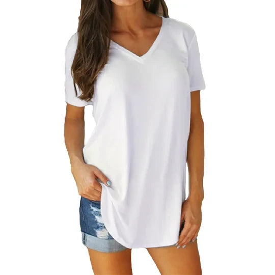 V-Neck Short Sleeve Blouse