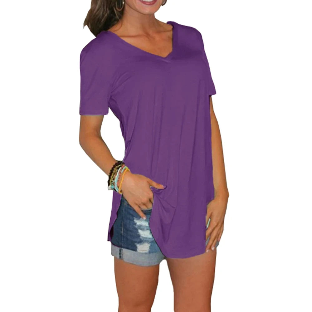 V-Neck Short Sleeve Blouse