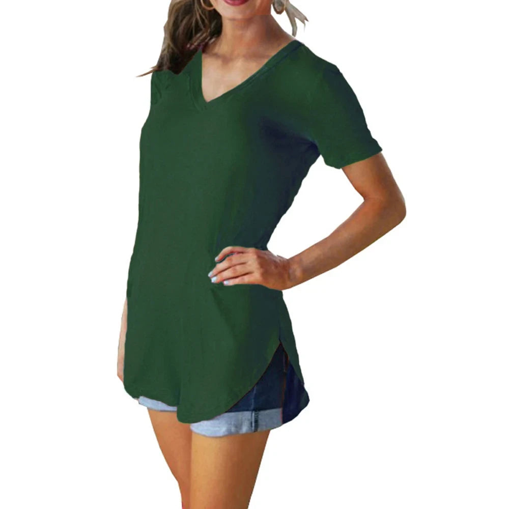 V-Neck Short Sleeve Blouse