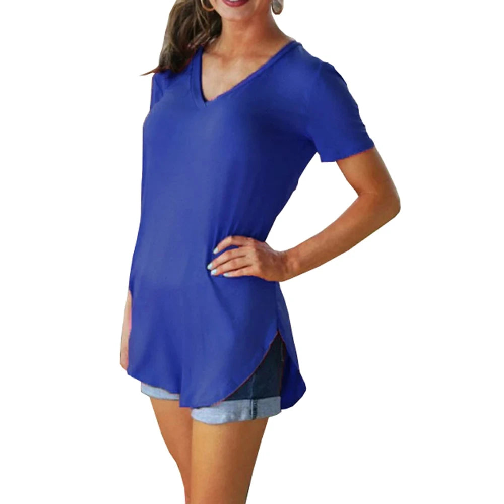 V-Neck Short Sleeve Blouse