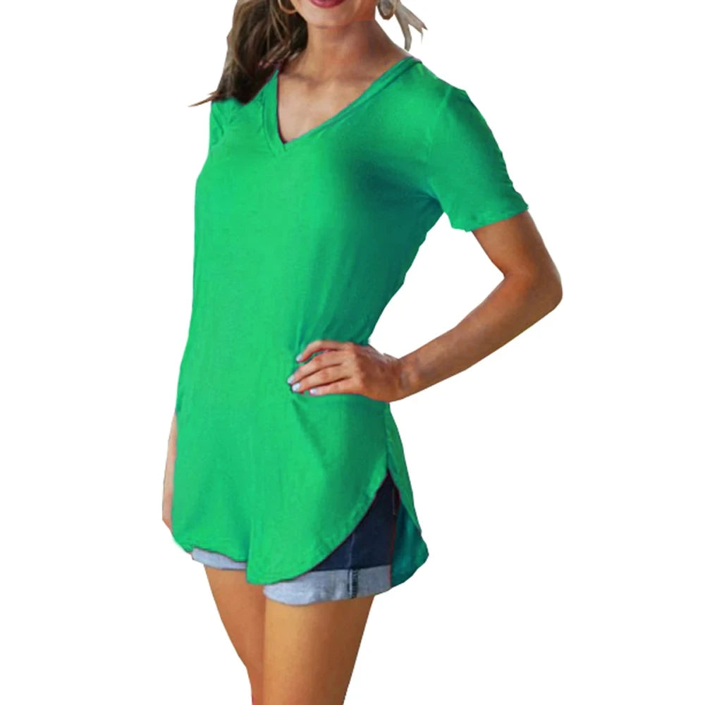 V-Neck Short Sleeve Blouse