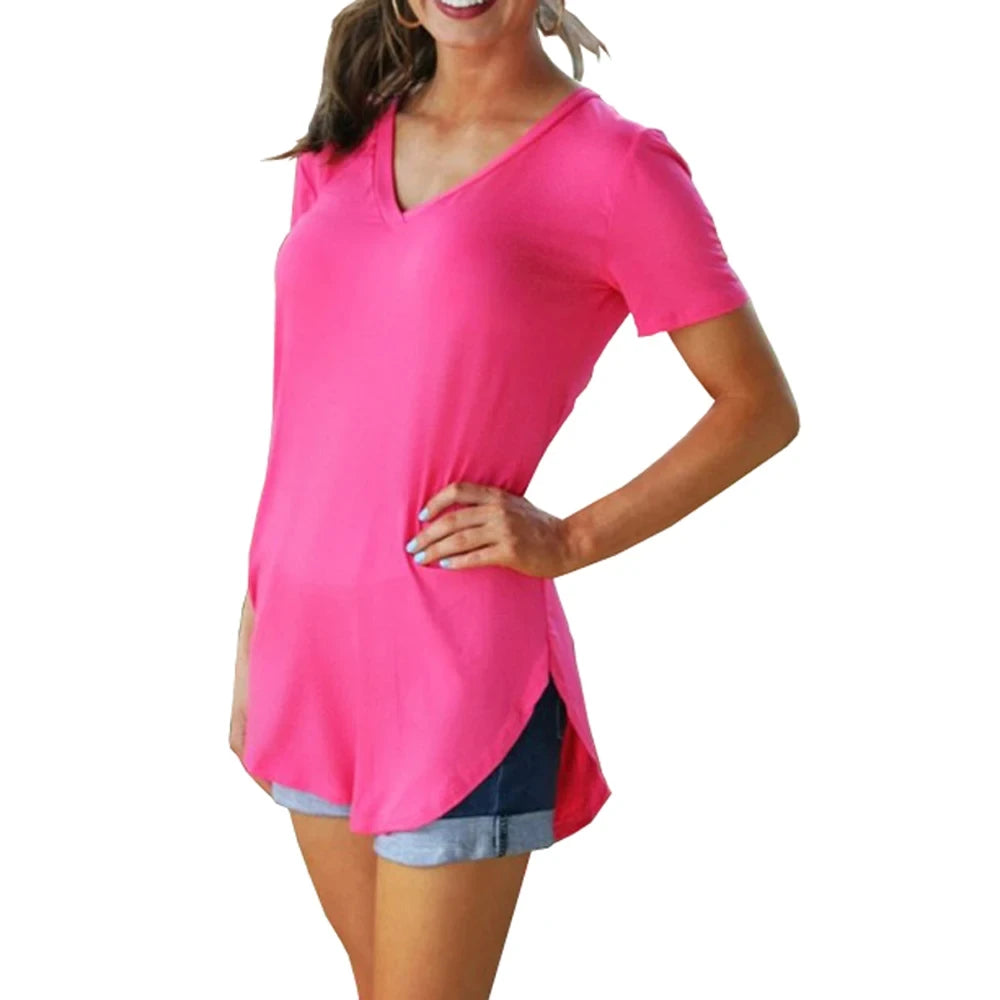 V-Neck Short Sleeve Blouse